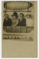 Luna Park Brooklyn 1909 Amusement Photo Zeppelin Blimp Airship Balloon Ride RPPC picture