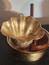 Vintage Brass Clam Shell Catchall Dish | Hollywood Regency Scallop Shell Bowl picture