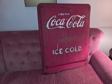 Vintage 1950's Coca-Cola Cooler Panel, 32 1/2 X 25 1/4 X 2 inches picture