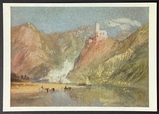 A Ruined Castle on a Rock by Turner Vintage Continental Art Postcard Unposted picture