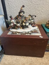 Boyds Bears Snowman with Teddy Bears Christmas Resin Figurine Painted Boxed picture