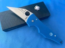 🔥🔵Vintage Rare Spyderco C85GPBL Yojimbo Original Design Blue G-10 2004 #155 🔵 picture