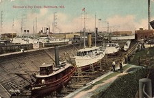 Skinner's Dry Dock Baltimore Maryland MD Boats Ships 1914 Postcard picture