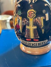 intage German Beer Stein Munich München Cobalt Blue w Pewter Lid 5.5” picture