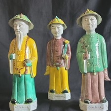 Set of 3 Late Qing/Republic   Chinese Mandarin Procelain Figures  picture