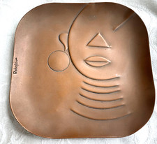 Vintage Rebajes Copper MCM Ubangi Woman With Earring Tray picture
