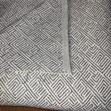 Vintage Upholstery Fabric Material 56” X 92” blue-green Cream/White Woven chain picture