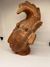 Inah King Pakal Clay Terra Cotta Folk Art Figurine Large artist signed picture