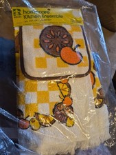 Vintage NOS 1970s usa Olives Fall Kitchen Towels Set 3 Lot Orange Brown NWT MCM  picture