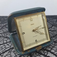 Vintage Semca 7 Jewels Swiss Travel Alarm Clock Teal Blue Folding Case Case Wear picture