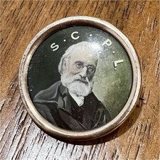 Antique Dr. Harvey Peet Portrait Pin SCPL Educational Society Badge Victorian picture