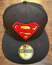 New Era 59FIFTY Superman Logo Fitted Cap Hat Black/Red/Yellow Size 7 5/8 picture