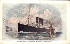 Anchor Line Steamer SS Columbia 2 c1900-20s Vintage Postcard picture