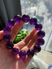 Natural Uruguay amethyst quartz Bracelet handmade crystal gem bead 16mm picture