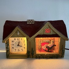 Vintage HADDON Animated Lighted Home Sweet Home Rocking Grandma Clock Works picture