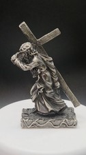 Vintage Heavy Metal Religious Jesus Carrying The Cross Figurine 4
