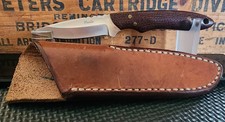 CUSTOM KELGIN KEN C LARGIN/ PAULA SMALL HUNTING KNIFE WITH LEATHER SHEATH / CASE picture