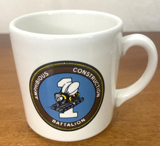 VTG U.S. Navy Seabees Amphibious Construction Battalion One White Ceramic Mug picture