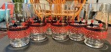 Mid century modern Vintage Schwartz Mustard playing card suit drinking glasses picture