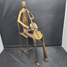 Brass Cello Player Mid-Century Modern Sculpture Musician 17