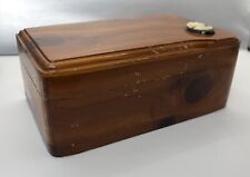 Vintage Cedar Wood Hinged Trinket Box w/ Cameo- Souvenir 5x3x2” Ausable Chasm NY picture