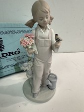 Lladro Porcelain Spring Girl Bird & Watering Can #5217 Retired w/Box picture