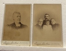 2 Antique Cabinet Cards Woman Dated 1892 & Intergenerational Family Child Sepia picture