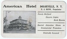 RARE Advertising Trade Card - American Hotel - Dolgeville NY ca 1900 w photo picture