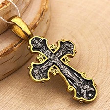 925 Silver, 999 Gold Plated Crucifixion of Christ  image of the Guardian Angel picture