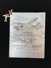 1937 TWA Sky Scouts 1st Transcontinental Hop Dance Card – Fairfax Airport ~ RARE picture
