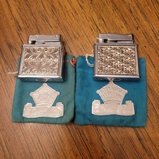 Vintage Pair PAC Japan Roller Pocket Lighters Taxco Mexico Silver Ornate Panels picture