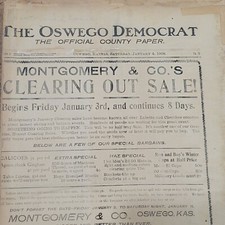 1908 Antique Newspaper Lot | The Oswego Democrat | Full Year Collection | Kansas picture