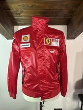 PUMA Men's Red Ferrari Logos Shell Zip Pockets Solid Color Windbreaker picture