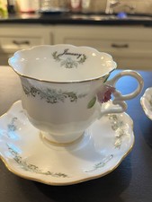 Vtg 1977 Enesco Maruri Masterpiece Bone China Cups/saucers -Complete Set Of 12 picture