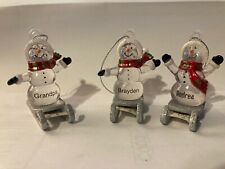 Ganz Sledding Snowman Clear Personalized Christmas Ornament Choose Name or Blank picture