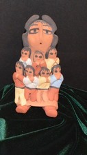 Vintage Native American Navajo Storyteller Pottery Figurine signed  E.P.  7 KIDS picture