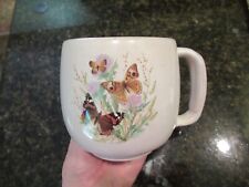 Frankoma 4M Off White Large Coffee Mug Holmes Gray Butterfly Thistle Butterflies picture