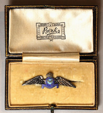 Boxed WWII Birks Enamel /Sterling Canadian Royal Air Force Sweetheat Pin c. 1944 picture