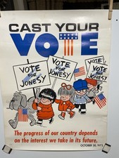 VTG Lot Of 4 Political & Safety Posters 1972, 22”x 17” Vote Fire Safety Money picture