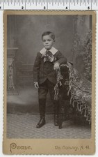 Vintage 1900s CABINET CARD photo / North CONWAY NH BOY - Little Gentleman's Suit picture