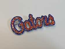 Gators Brooch Pin Univ. of Florida Gainesville Blue/Orange Faceted Faux Gems #2 picture
