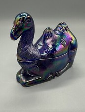 Summit Glass Westmoreland Mold Cobalt Carnival Humphrey the Camel Covered Dish picture