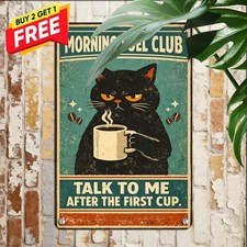 Black Cat Eeffoc Coffee Spelled Backwards Funny Kitchen Cafeteria Metal Sign picture