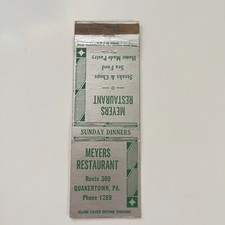 Meyers Restaurant Route 309 1953 Quakertown PA Vintage Matchbook Cover TMB84-5 picture
