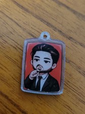 BTS BT21 Chibi Acrylic Keychain Charm Of V(Kim Taehyung) In Noir Suit 2 Sided picture
