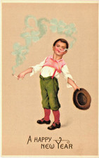 Vtg. Postcard Expressive Children Holiday print Ellen Clapsaddle 4242 smoking picture