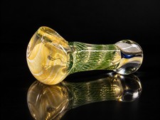 Mini Fumed Green Glass Tobacco Hand Pipe Thick Glass Lattice Design picture