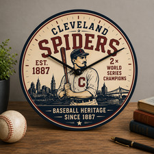 Vintage Cleveland Spiders inspired clock | 10 Inch Sports Wall Decor (Fan Art) picture