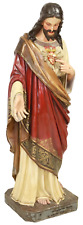 Antique Sculpture Figure, Near Life-Size, Sacred Heart of Christ, 61