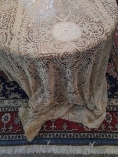 Huge Fabulous Antique Lace Tablecloth picture